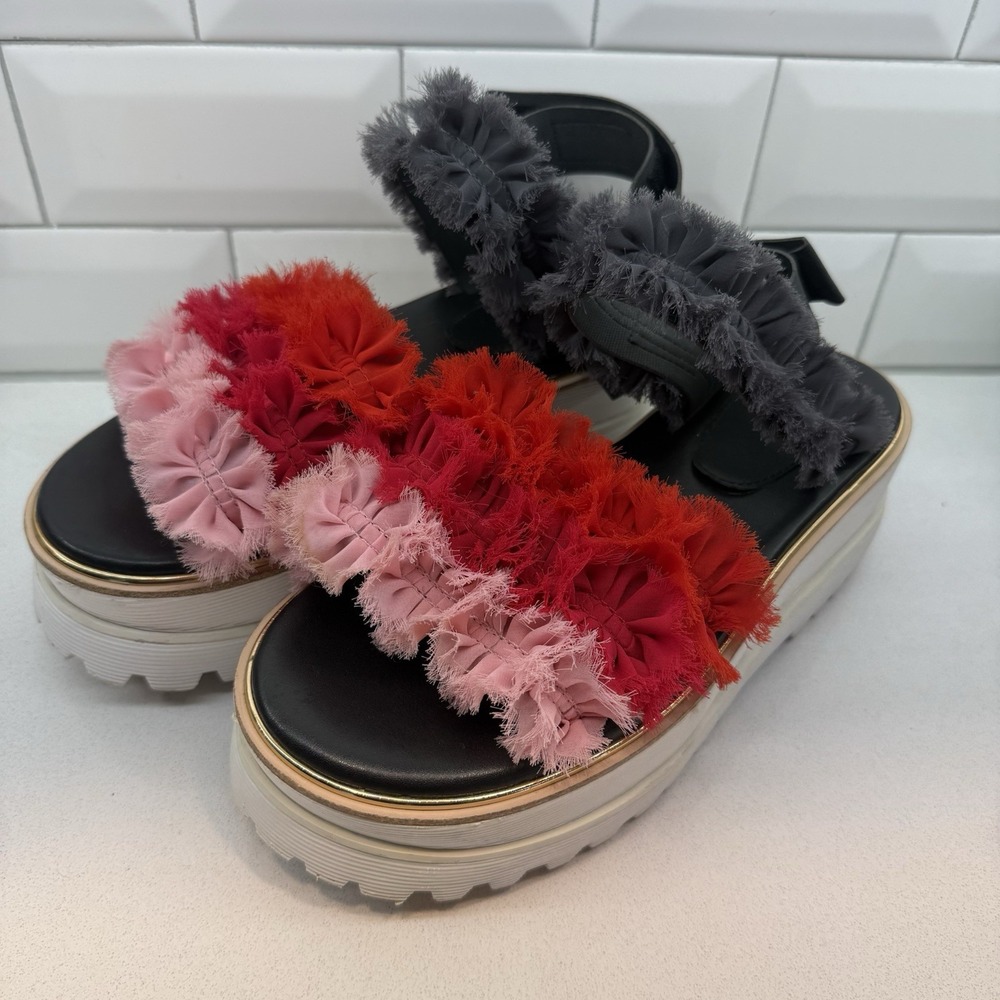 SUECOMMA BONNIE Sandals, platform, ruffles, Romantic, Feminine, K-pop, size 9